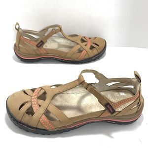 Jambu 9.5 Womens Oatmeal Tan Leather Charley T-Strap Walking Shoes Mary Jane
